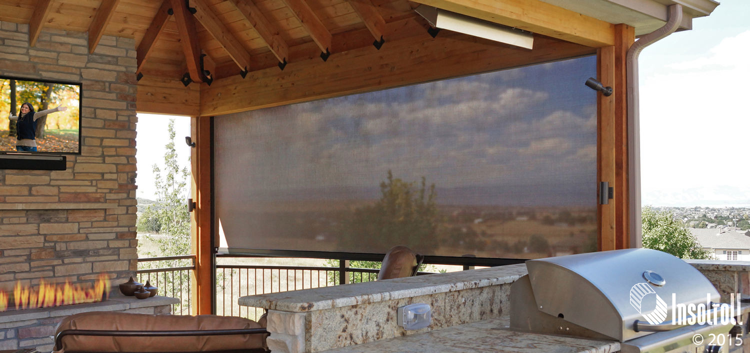 Insolroll patio shades powered by Lutron