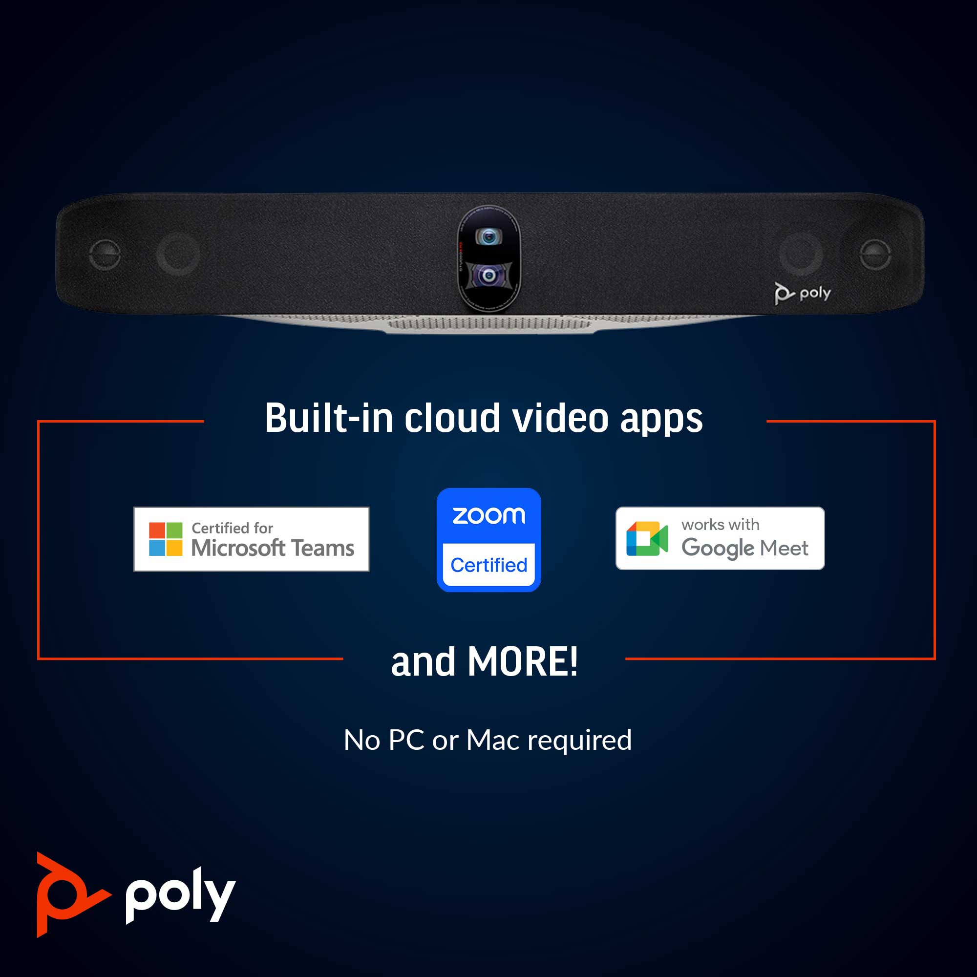 Built in video apps for HP Poly Conferencing